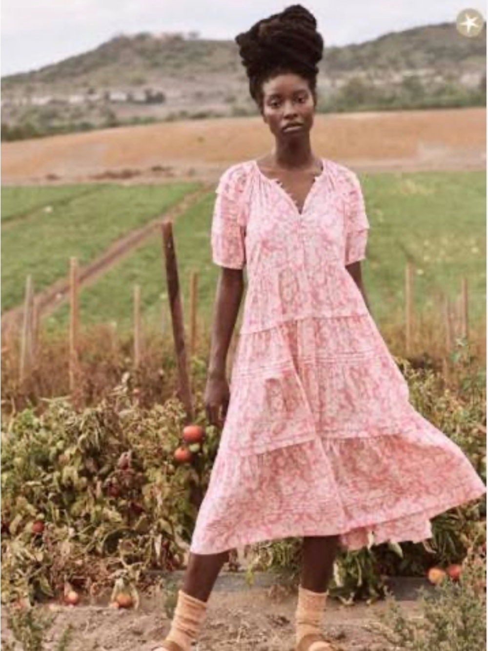 The Great. Pleated Ravine Dress in pink 3